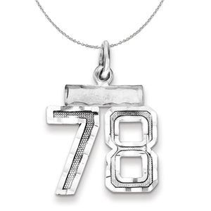 Silver, Varsity Collection, Small D/C Number 78 Necklace - 18 In